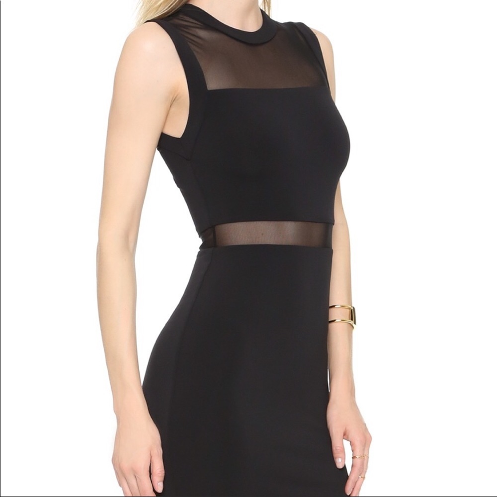 Alice + Olivia Sheer inset MIDI dress in black